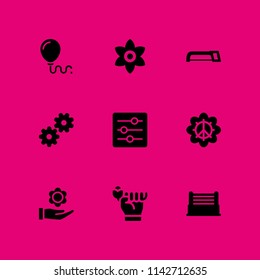 wedding icon set. cut, flower and rose vector icon for graphic design and web