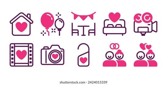 Wedding Icon Set in Duotone Style Suitable for Web and Apps Design, Presentation, and Social Media	