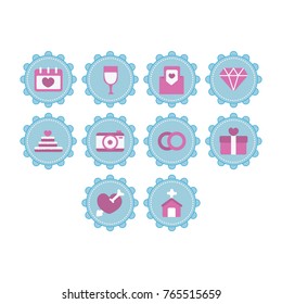 wedding icon set flat color
