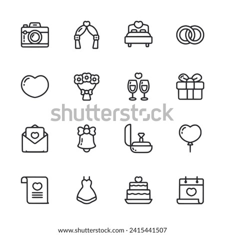 Wedding icon set isolated on white