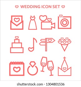 Wedding icon set on white background