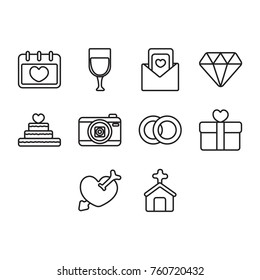 wedding icon set outline