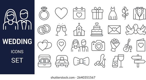 Wedding Icon Set – Romantic Line Art Illustrations

