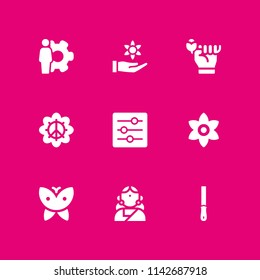 wedding icon set. rose, settings and indian vector icon for graphic design and web