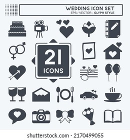 Wedding Icon Set. suitable for Mobile Apps symbol. glyph style. simple design editable. design template vector. simple symbol illustration