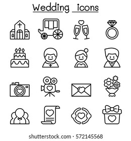 Wedding icon set in thin line style