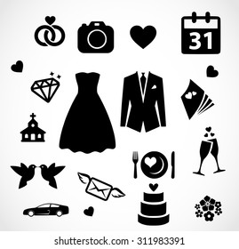 Wedding icon set vector