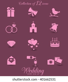 Wedding icon set. Vector art.