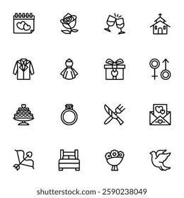 Wedding icon set vector illustration