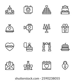 Wedding icon set vector illustration