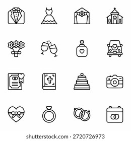 Conjunto de iconos de Boda Ilustración vectorial