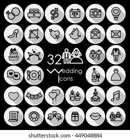 Wedding icon set. Vector illustration