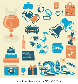 wedding icon set for your design