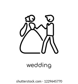 wedding icon. Trendy modern flat linear vector wedding icon on white background from thin line Wedding and love collection, outline vector illustration