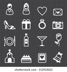 Wedding icons and black background