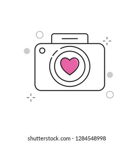 Wedding Icons Camera Love with Outline Filled Style