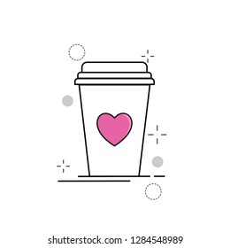 Wedding Icons Cup Love with Outline Filled Style