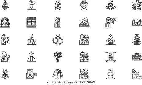 Wedding icons High-Quality Vector Icons Collection with Editable Stroke. Ideal for Professional and Creative Projects.