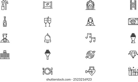 Wedding icons High-Quality Vector Icons Collection with Editable Stroke. Ideal for Professional and Creative Projects.