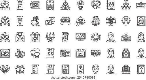 Wedding icons High-Quality Vector Icons Collection with Editable Stroke. Ideal for Professional and Creative Projects.