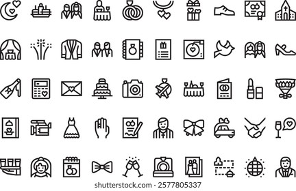 Wedding icons High-Quality Vector Icons Collection with Editable Stroke. Ideal for Professional and Creative Projects.