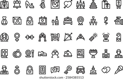 Wedding icons High-Quality Vector Icons Collection with Editable Stroke. Ideal for Professional and Creative Projects.