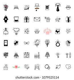 Wedding icons large set for organizing and conducting wedding events