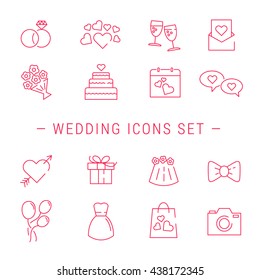 Wedding Icons. Outline Vector Wedding Icon. 
Wedding Icons Set