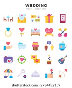 Wedding Icons Pack Flat Style. Vector illustration.