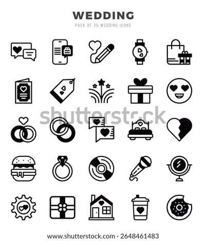 wedding icons pack lineal filled