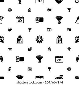 wedding icons pattern seamless. Included editable filled video shooting, Floral design, music, wedding date, wedding ceremony, bridal bouquet icons. icons for web and mobile.