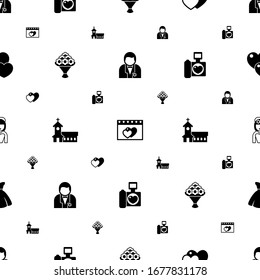 wedding icons pattern seamless. Included editable filled groom, dating, love, bouquet, church, wedding photography, bride, bride dress icons. wedding icons for web and mobile.