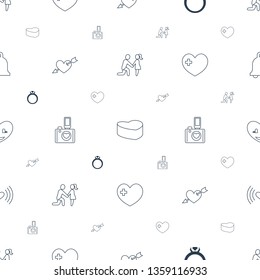 wedding icons pattern seamless white background. Included editable line marriage proposal, heart cake, ring, heart with arrow, heart with camera icons. wedding icons for web and mobile.