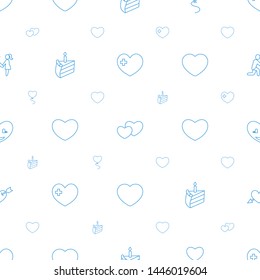 wedding icons pattern seamless white background. Included editable line heart with cross, heart, heart baloons, piece of cake, with arrow icons. wedding icons for web and mobile.