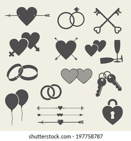 wedding icons set