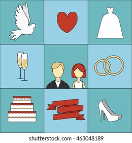 Wedding icons set