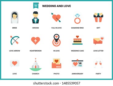 Wedding icons set for business, marketing, management
