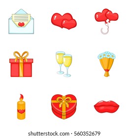 Wedding icons set. Cartoon illustration of 9 wedding vector icons for web