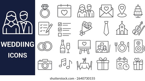 Wedding Icons Set: Essential Symbols for Marriage Celebrations