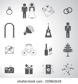 Wedding icons set illustration