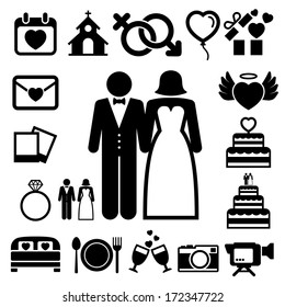 Wedding icons set. Illustration eps10