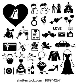 Wedding icons set. illustration eps10