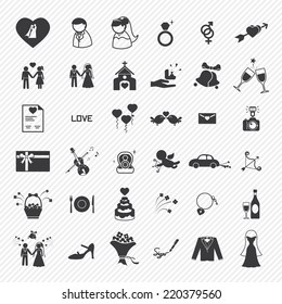 Iconos de boda establecidos. ilustración eps10