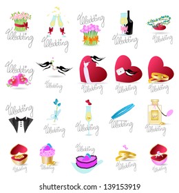 Wedding Icons Set - Isolated On White Background - Vector Illustration, Graphic Design Editable For Your Design. Wedding Logo