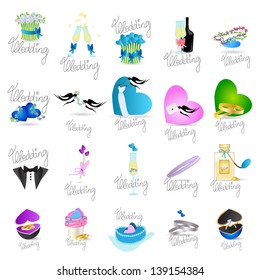 Wedding Icons Set - Isolated On White Background - Vector Illustration, Graphic Design Editable For Your Design. Wedding Logo 