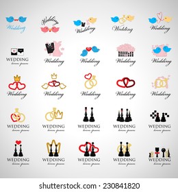 Wedding Icons Set - Isolated On Gray Background - Vector Illustration, Graphic Design Editable For Your Design