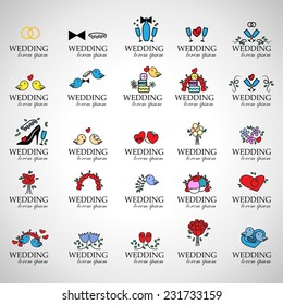 Wedding Icons Set - Isolated On Gray Background - Vector Illustration, Graphic Design Editable For Your Design