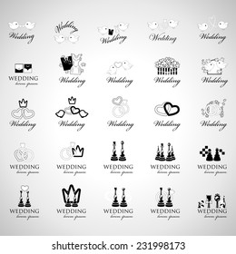 Wedding Icons Set - Isolated On Gray Background - Vector Illustration, Graphic Design Editable For Your Design