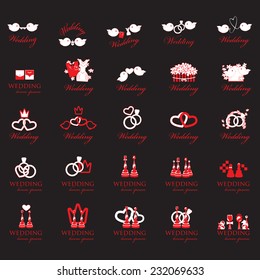 Wedding Icons Set - Isolated On Black Background - Vector Illustration, Graphic Design Editable For Your Design