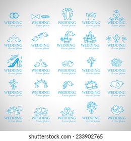Wedding Icons Set - Isolated On Gray Background - Vector Illustration, Graphic Design Editable For Your Design